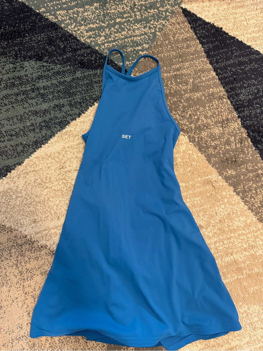 SET Active Blue High-Neck Mini Dress with Thin Straps